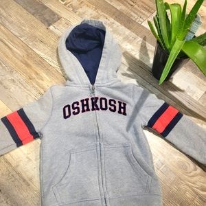Gray Oshkosh zip up Hoodie. 3T